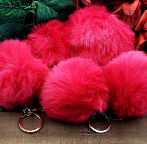 Initial Faux Fur Glamour Key Chain