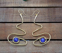 Load image into Gallery viewer, She is Purple &amp; Gold Swirl Wire Earrings
