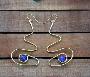 She is Purple & Gold Swirl Wire Earrings
