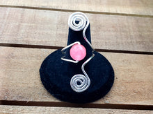 Load image into Gallery viewer, She is Dark Pink Jade &amp; Silver Swirl Wire Earrings
