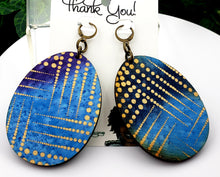 Load image into Gallery viewer, Oval Fabric Covered Wood Earrings
