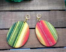 Load image into Gallery viewer, Oval Fabric Covered Wood Earrings
