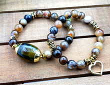 Load image into Gallery viewer, Brown Stone Bracelet Set
