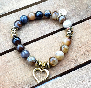 Brown Stone Bracelet Set