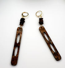 Load image into Gallery viewer, SUPER SLIM RECTANGLED Loopy Long Earrings with Beads
