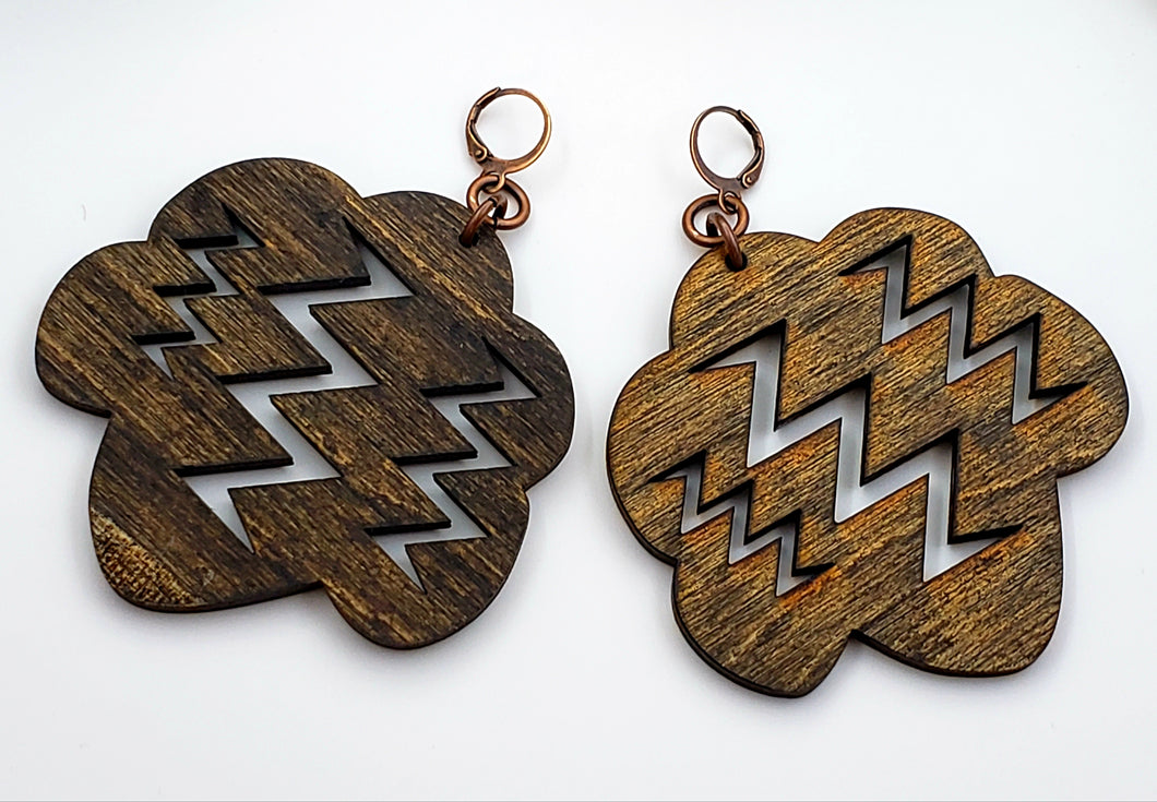 Lightning & Clouds Earrings - WOOD