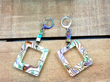 Load image into Gallery viewer, Rounded &amp; Squared Hoop Earrings w/Cubed Stones (Med)
