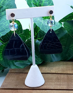 3D Sculpted Leather Earrings (MINI) w/Crystals