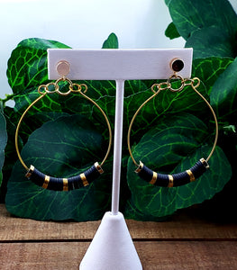 Black & Gold Goddess Looped & Flowed Hoop Wire Earrings (Small)