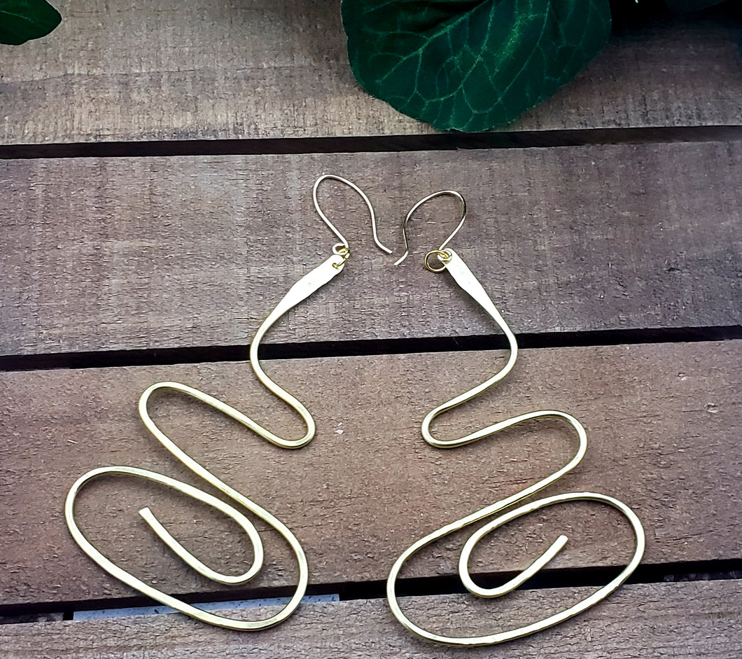 She is Swirled Gold Wire Earrings