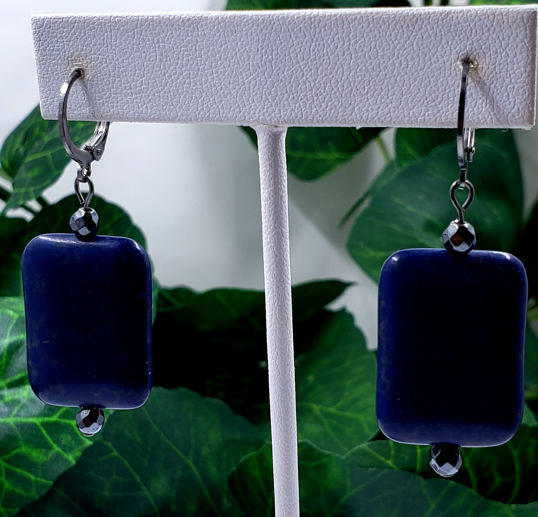 Blue Marbled Stone Dangles
