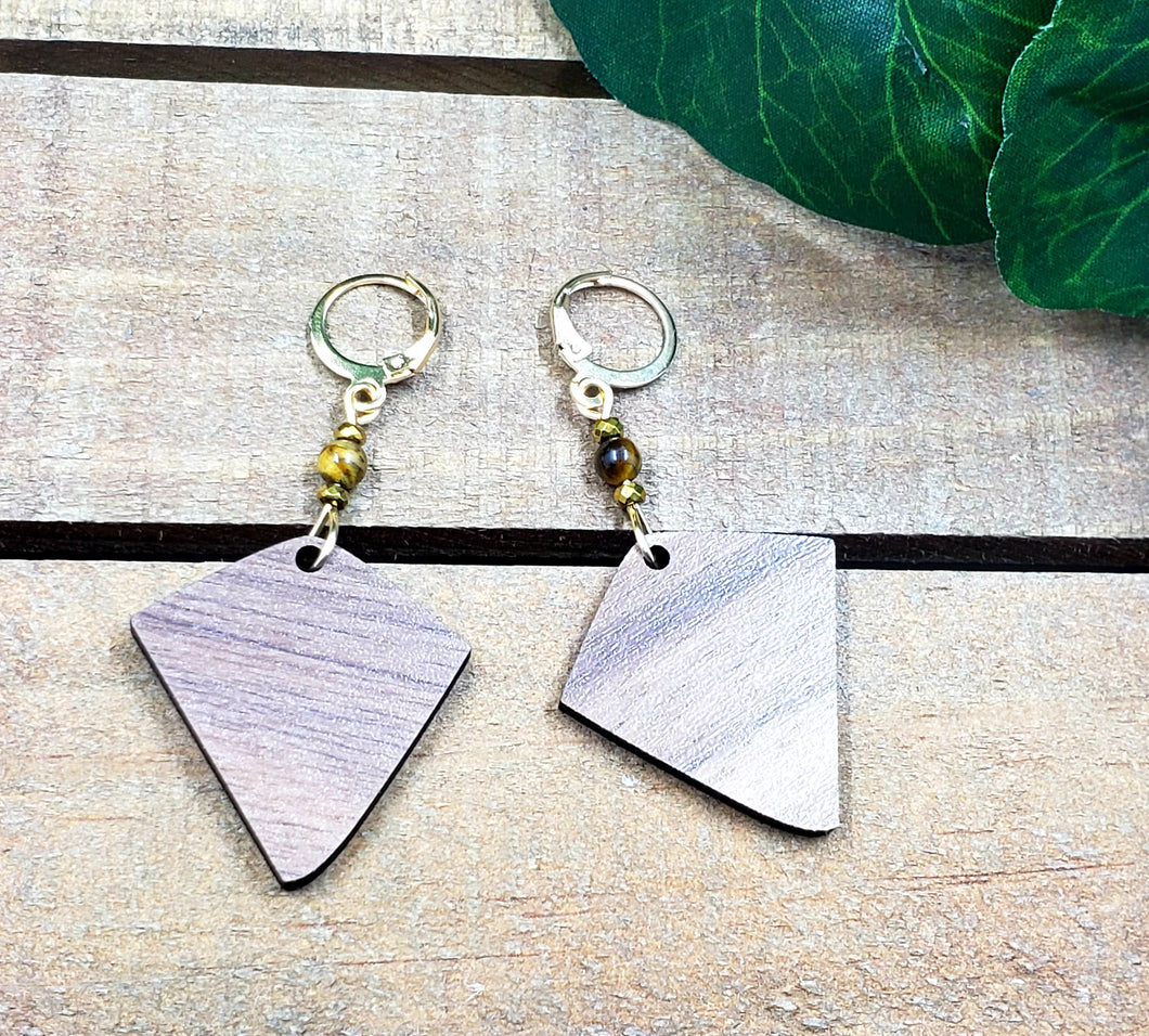 Mini Triangled Right w/ Precious Stone Earrings