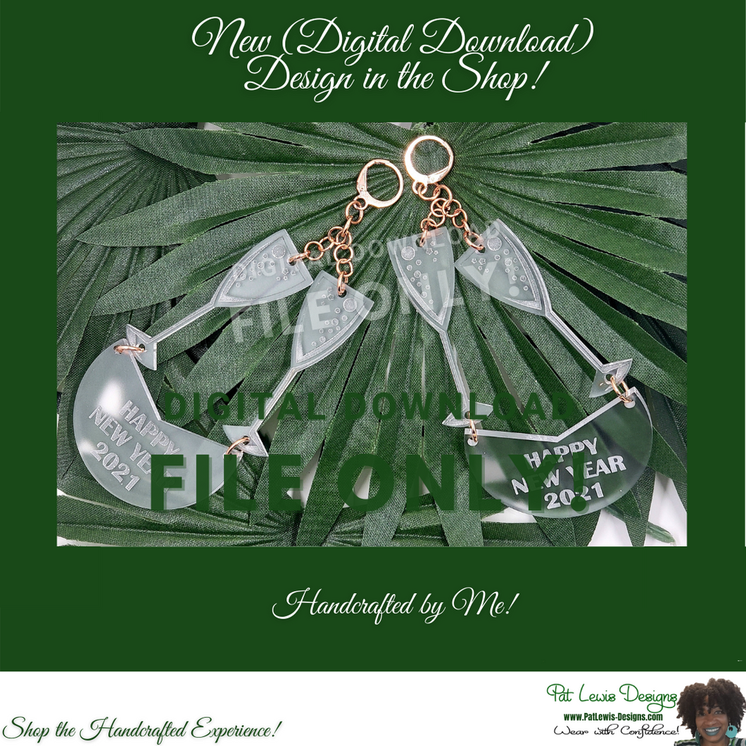 DIGITAL SVG FILE ONLY!!! - Champagne Glass XXXX Dangle Earrings